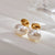 1 Pair Lady Geometric Inlay Stainless Steel Pearl Zircon Ear Studs