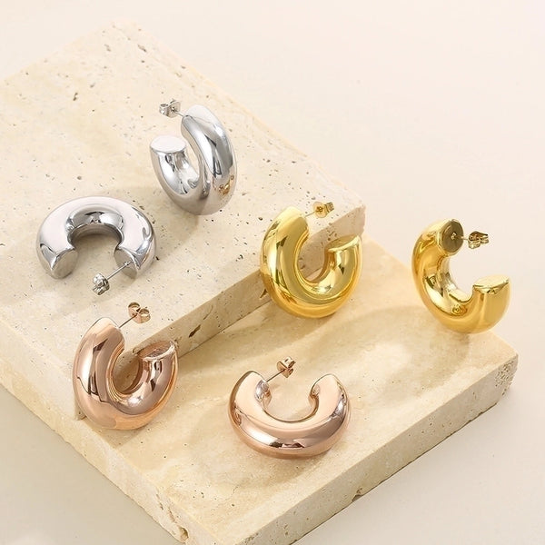 1 Pair Modern Style Simple Style Solid Color Plating Stainless Steel 18k Gold Plated Earrings