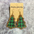 1 Pair Retro Christmas Tree Plaid Wood Drop Earrings