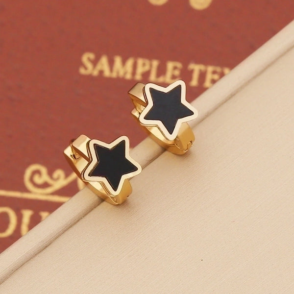 1 Pair Retro Commute Geometric Star Enamel Stainless Steel 18K Gold Plated Ear Studs