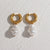 1 Pair Retro Irregular Water Droplets Stainless Steel Imitation Pearl Plating Gold Plated Earrings