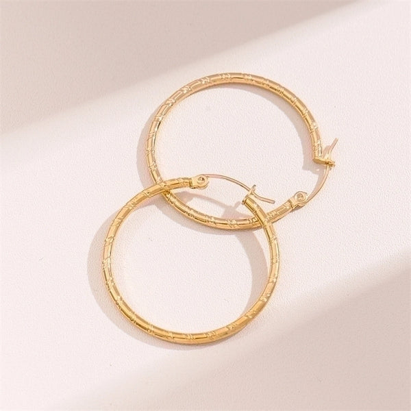 1 Pair Retro Simple Style C Shape Round Plating Stainless Steel 18k Gold Plated Hoop Earrings