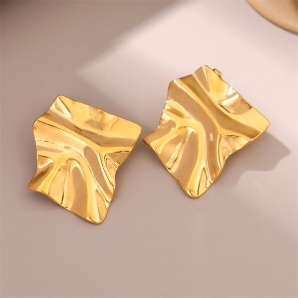 1 Pair Retro Minimalist Irregular Square Plating Stainless Steel 18k Gold Plated Ear Studs