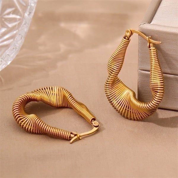 1 Pair Retro Simple Style U Shape Twist Plating Stainless Steel 18k Gold Plated Earrings