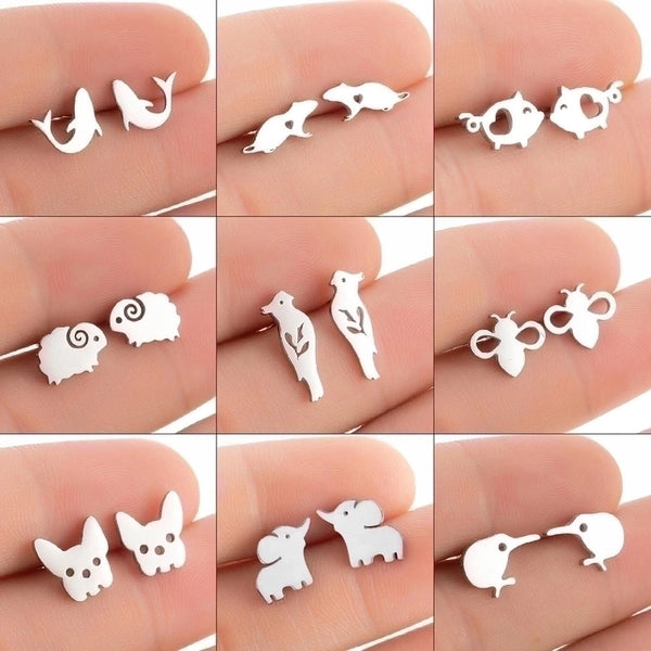 1 Pair Minimalist Animal Plating 304 Stainless Steel 18K Gold Plated Ear Studs