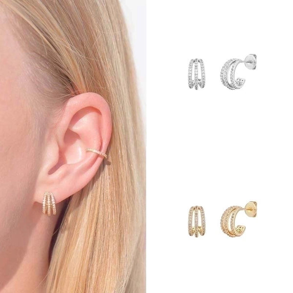 1 Pair Simple Style C Shape Plating Inlay Copper Zircon Gold Plated Ear Studs