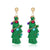 1 Pair Simple Style Christmas Tree Inlay Alloy Zircon Drop Earrings