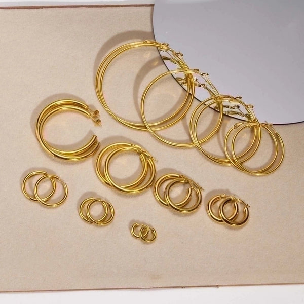 1 Pair Simple Style Circle Plating Stainless Steel 18k Gold Plated Earrings