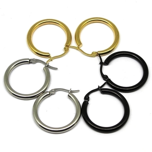 1 Pair Simple Style Circle Plating Stainless Steel Gold Plated Hoop Earrings