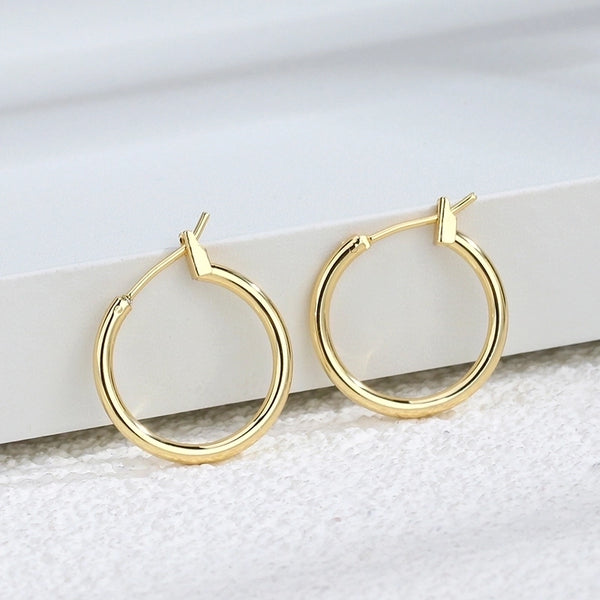 1 Pair Minimalist Classic Style Commute Solid Color Plating Copper 18k Gold Plated Hoop Earrings