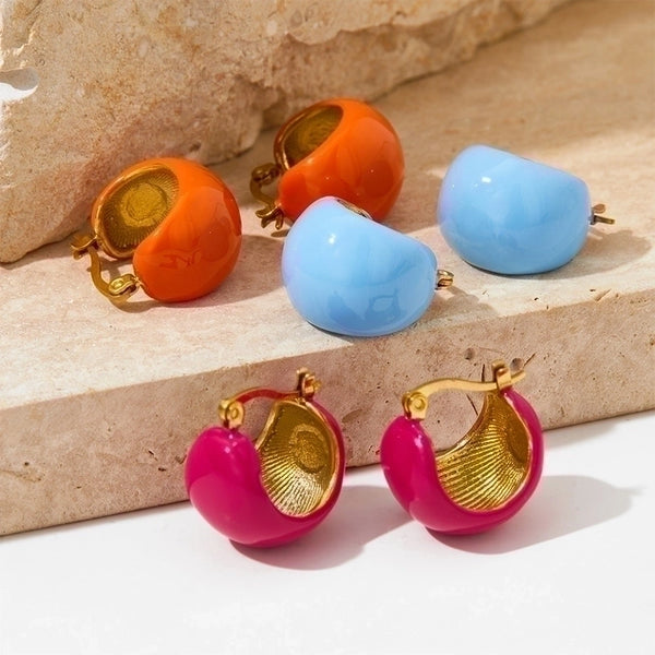 1 Pair Simple Style Color Block Plating Stainless Steel Gold Plated Ear Studs