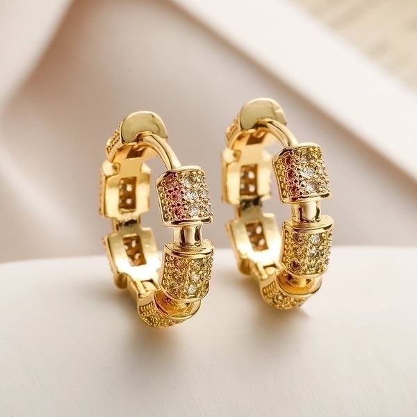 1 Pair Simple Style Commute Geometric Plating Inlay Copper Zircon 18k Gold Plated Earrings