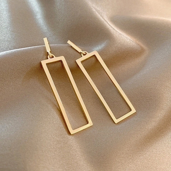 1 Pair Simple Style Commute Rectangle Stainless Steel Drop Earrings