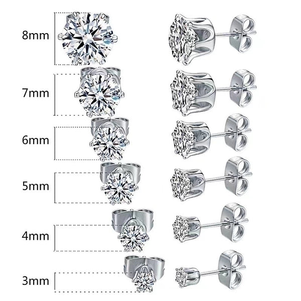 1 Pair Minimalist Crown Metal Titanium Steel Artificial Gemstones Ear Studs