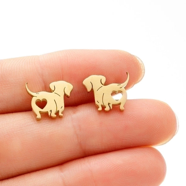 1 Pair Simple Style Dog Plating Stainless Steel 18k Gold Plated Ear Studs