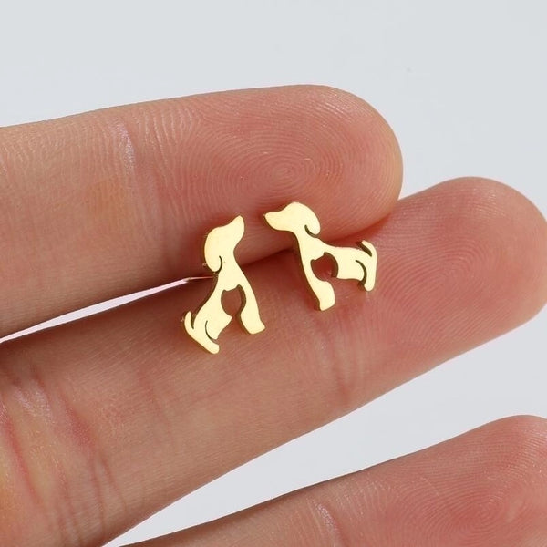 1 Pair Simple Style Dog Titanium Steel Plating Ear Studs