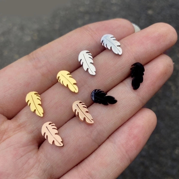 1 Pair Simple Style Feather Stainless Steel Plating Ear Studs