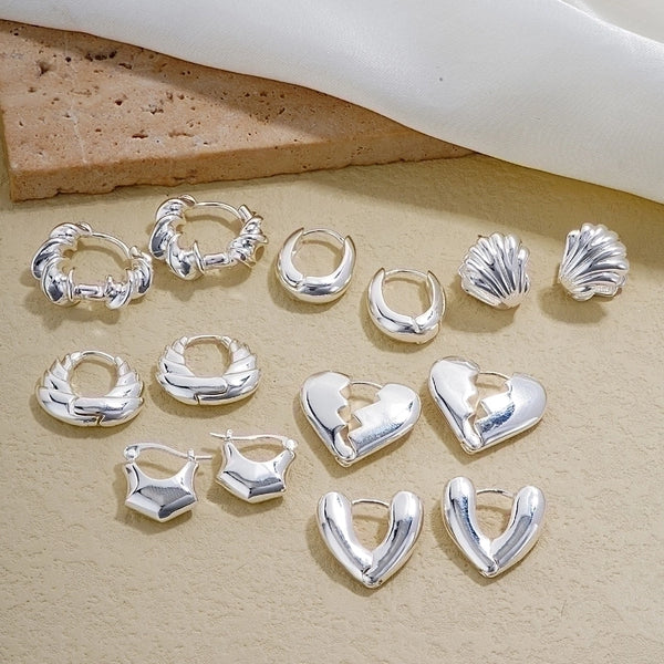 1 Pair Minimalist Geometric Heart Shape Plating 304 Stainless Steel Ear Studs