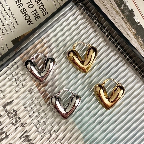 1 Pair Simple Style Heart Shape Plating Copper Earrings