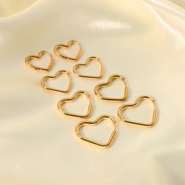 1 Pair Simple Style Heart Shape Plating Stainless Steel 18k Gold Plated Earrings