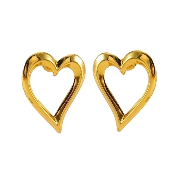 1 Pair Minimalist Heart Shape Plating Stainless Steel Titanium Steel 18K Gold Plated Ear Studs