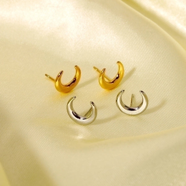 1 Pair Simple Style Moon Plating Stainless Steel 18k Gold Plated Ear Studs