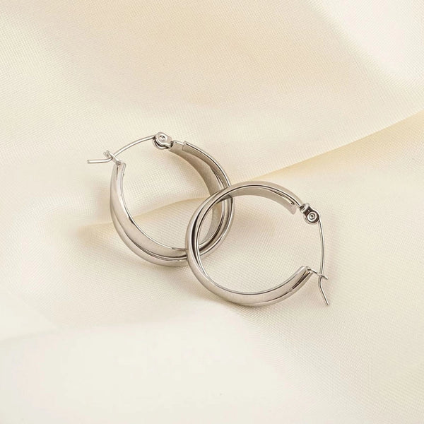 1 Pair Minimalist Round 304 Stainless Steel 18K Gold Plated Hoop Earrings