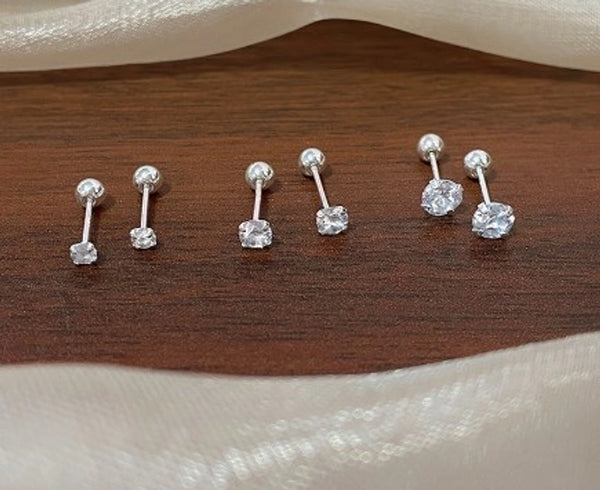 1 Pair Simple Style Round Inlay Stainless Steel Zircon Ear Studs