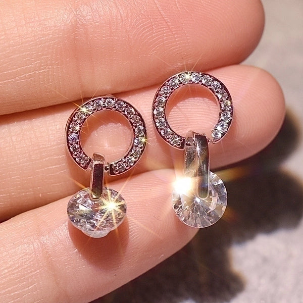 1 Pair Simple Style Round Inlay Sterling Silver Zircon Ear Studs