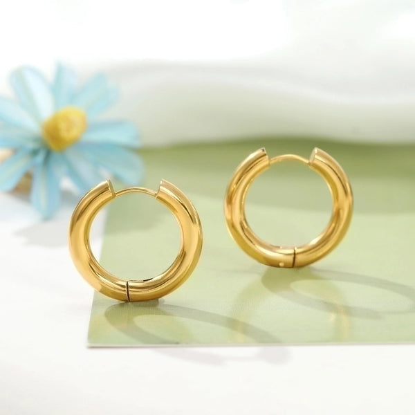 1 Pair Simple Style Round Plating Stainless Steel 18k Gold Plated Earrings