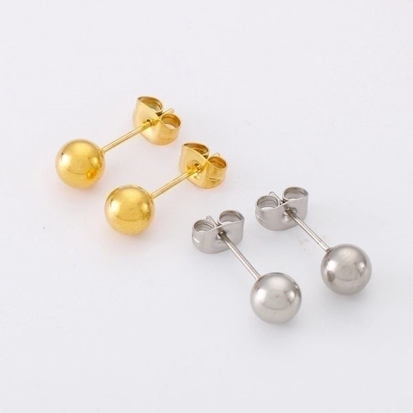 1 Pair Minimalist Round Plating Stainless Steel 18K Gold Plated Ear Studs