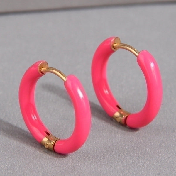 1 Pair Simple Style Round Stainless Steel Hoop Earrings