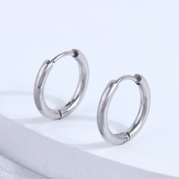 1 Pair Simple Style Round Stainless Steel Hoop Earrings