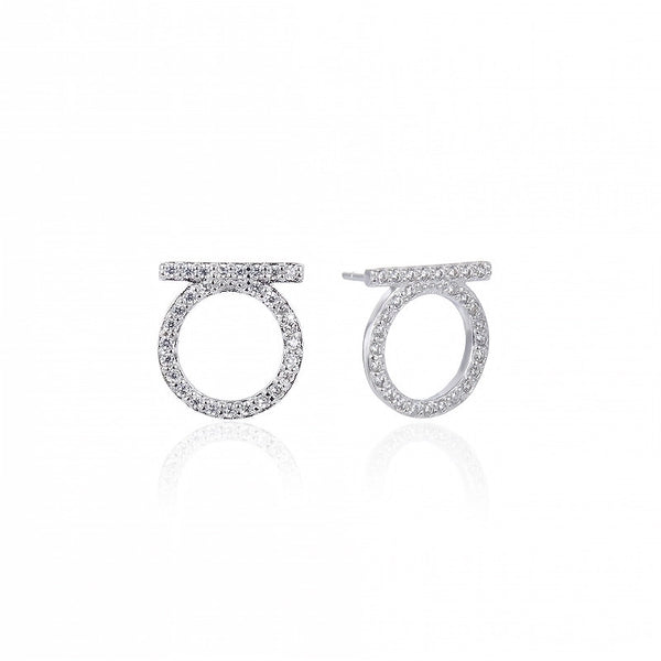 1 Pair Simple Style Round Stainless Steel Inlay Zircon Ear Studs