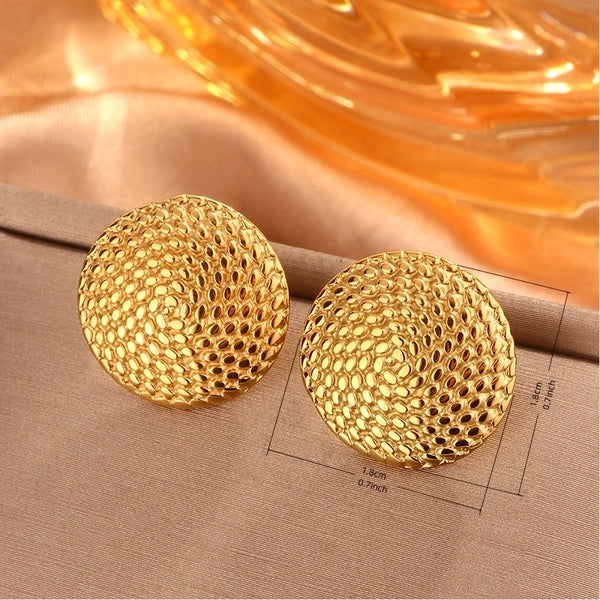 1 Pair Minimalist Sector Leaves Heart Shape Pleated 304 Stainless Steel 18K Gold Plated Ear Studs