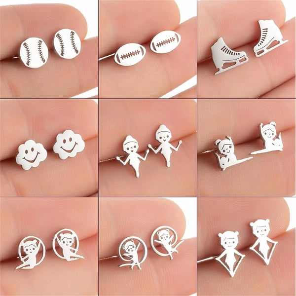 1 Pair Minimalist Solid Color Irregular Plating 304 Stainless Steel 18K Gold Plated Ear Studs