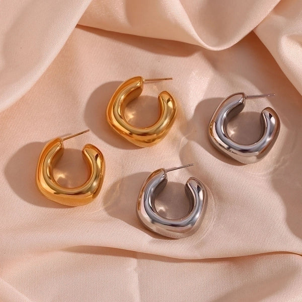 1 Pair Simple Style Solid Color Plating Stainless Steel 18k Gold Plated Ear Studs