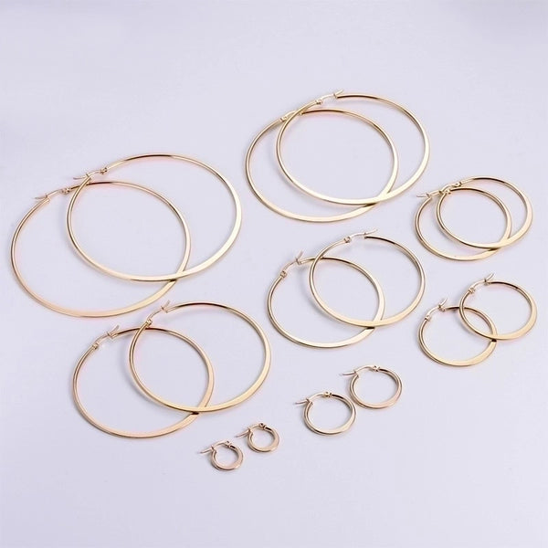 1 Pair Simple Style Solid Color Plating Stainless Steel Hoop Earrings