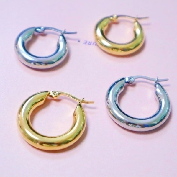 1 Pair Simple Style Solid Color Plating Stainless Steel Hoop Earrings