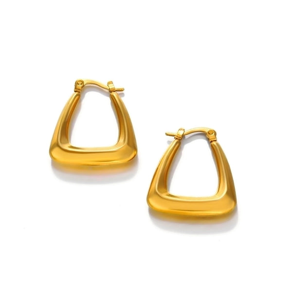 1 Pair Minimalist Square Plating 304 Stainless Steel 18K Gold Plated Hoop Earrings