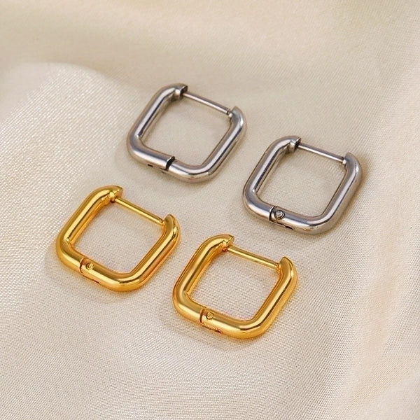 1 Pair Simple Style Square Plating Stainless Steel 18k Gold Plated Earrings