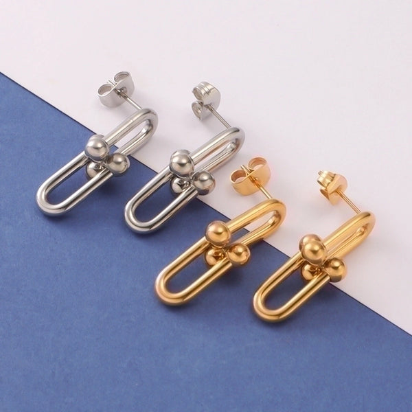 1 Pair Simple Style U Shape Plating Titanium Steel 18k Gold Plated Ear Studs