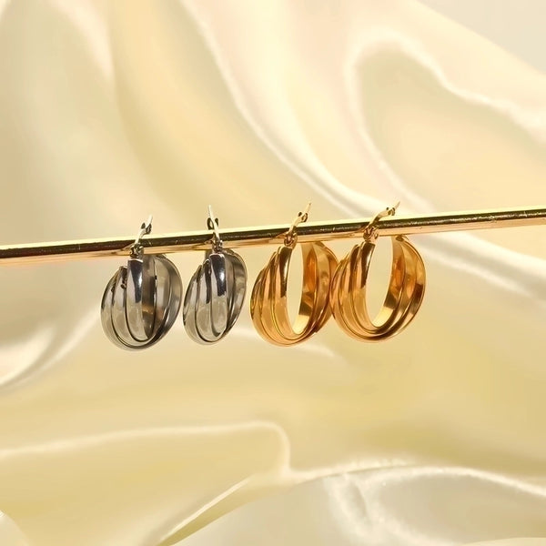 1 Pair Simple Style U Shape Round Solid Color Polishing Plating Stainless Steel 18k Gold Plated Earrings