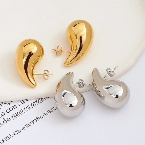 1 Pair Minimalist Water Droplets Plating 304 Stainless Steel Ear Studs