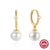 1 Pair Sterling Silver Pearl Zircon Geometric Drop Earrings