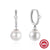 1 Pair Sterling Silver Pearl Zircon Geometric Drop Earrings