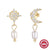 1 Pair Sterling Silver Pearl Zircon Geometric Drop Earrings