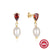 1 Pair Sterling Silver Pearl Zircon Geometric Drop Earrings