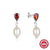 1 Pair Sterling Silver Pearl Zircon Geometric Drop Earrings