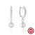 1 Pair Sterling Silver Pearl Zircon Geometric Drop Earrings